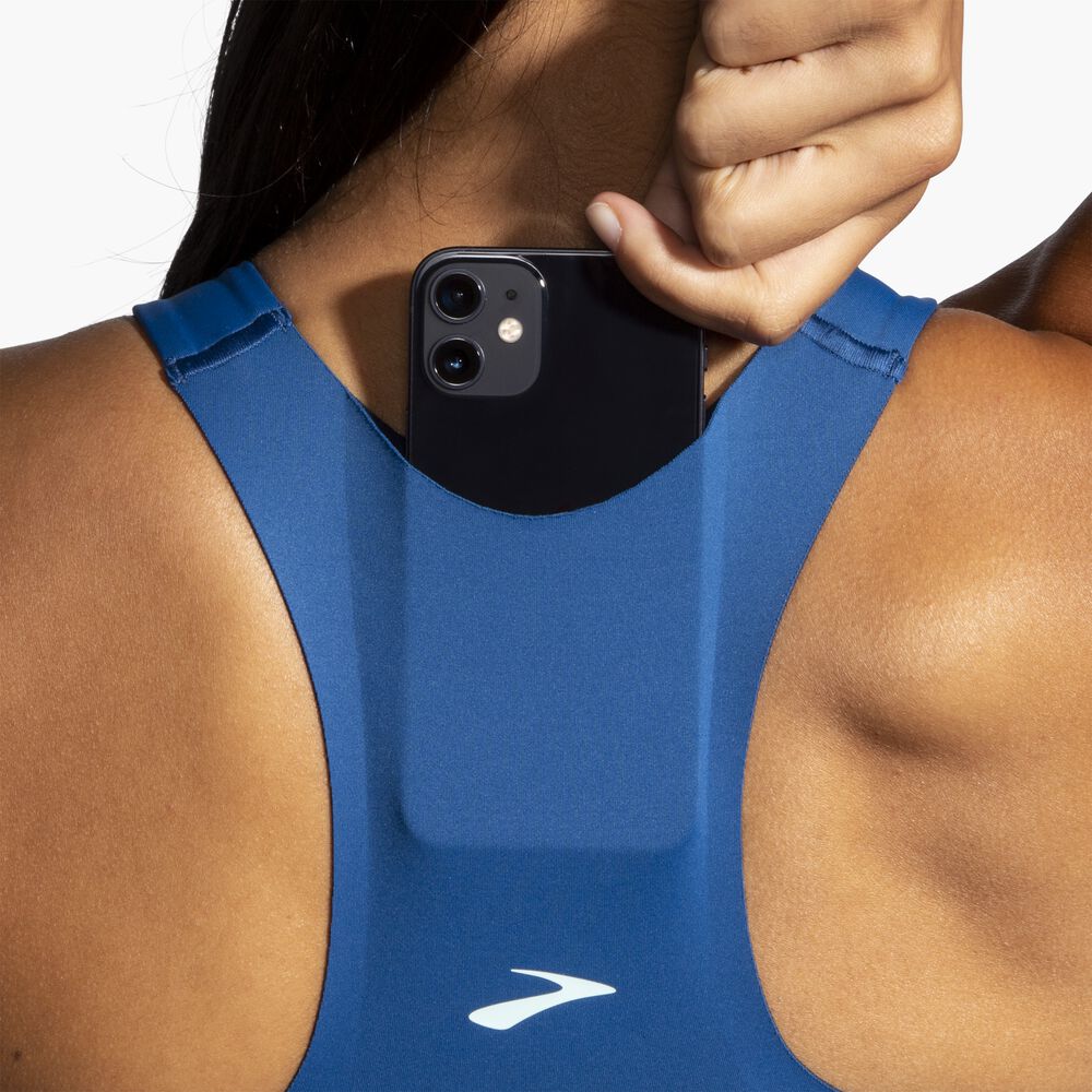 Brooks 3 Pocket Sports Bra - Blauasche/Eisblau/Marineblau