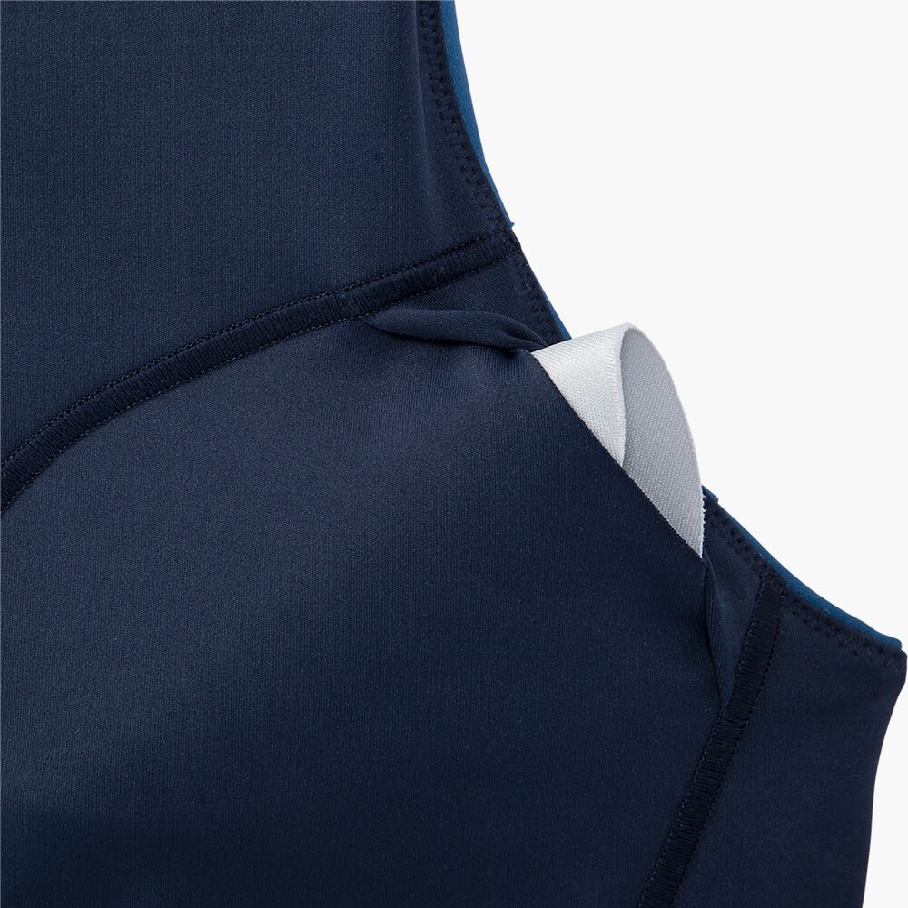 Brooks 3 Pocket Sports Bra - Blauasche/Eisblau/Marineblau