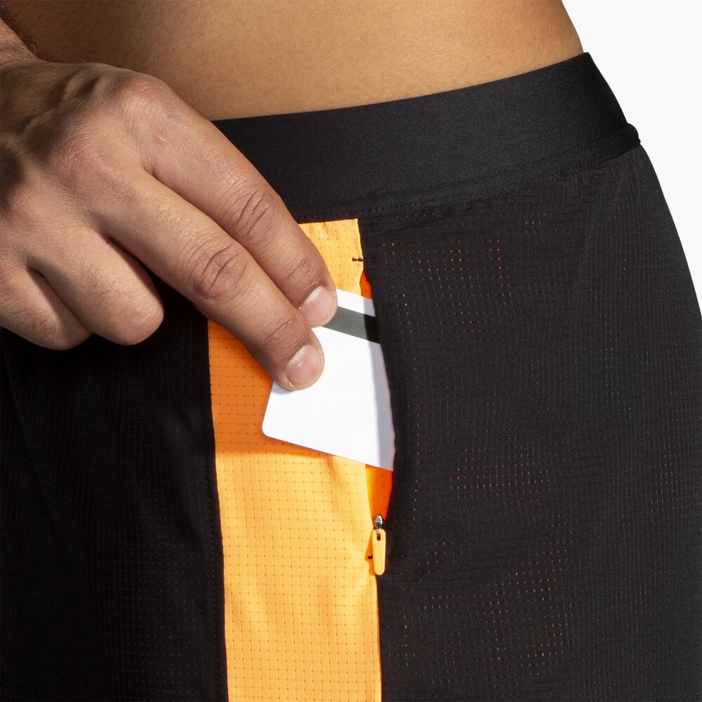 Brooks Run Visible 5" 2in1 Short 2.0 - Schwarz/Ecru/Fluoro Flash