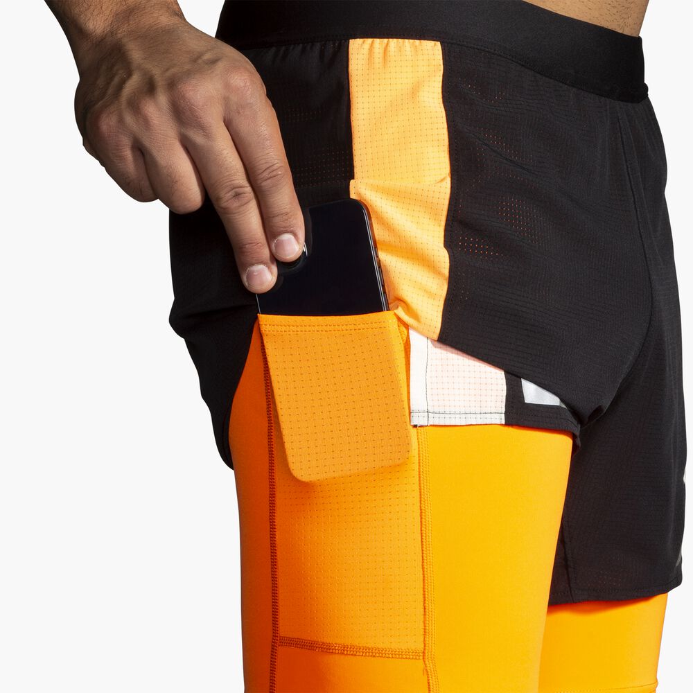 Brooks Run Visible 5" 2in1 Short 2.0 - Schwarz/Ecru/Fluoro Flash