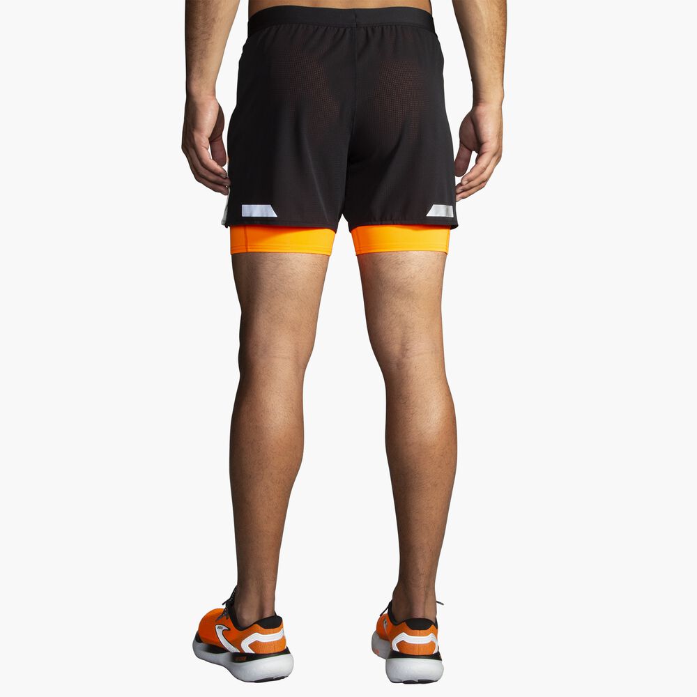 Brooks Run Visible 5" 2in1 Short 2.0 - Schwarz/Ecru/Fluoro Flash