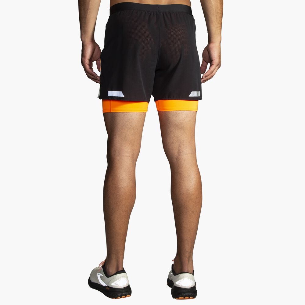 Brooks Run Visible 5" 2in1 Short 2.0 - Schwarz/Ecru/Fluoro Flash