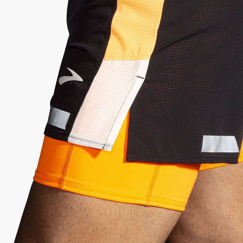 Brooks Run Visible 5" 2in1 Short 2.0 - Schwarz/Ecru/Fluoro Flash