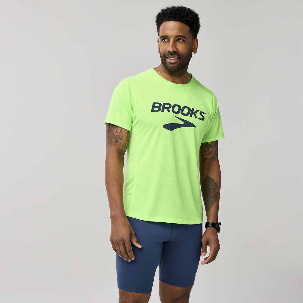 Brooks Distance Short Sleeve 3.0 - Neo Limeade/Brooks Logo