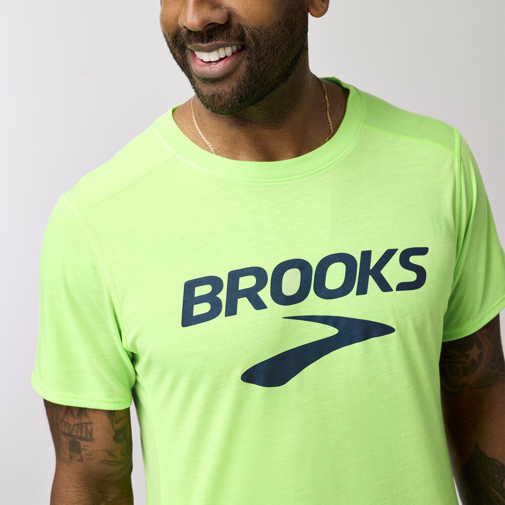 Brooks Distance Short Sleeve 3.0 - Neo Limeade/Brooks Logo