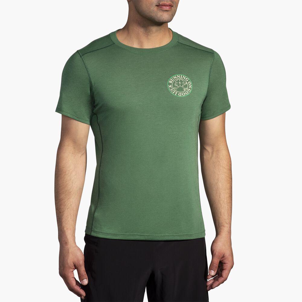 Brooks Distance Short Sleeve 3.0 - Grün/Run Lucky 24
