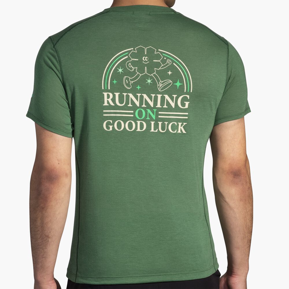 Brooks Distance Short Sleeve 3.0 - Grün/Run Lucky 24