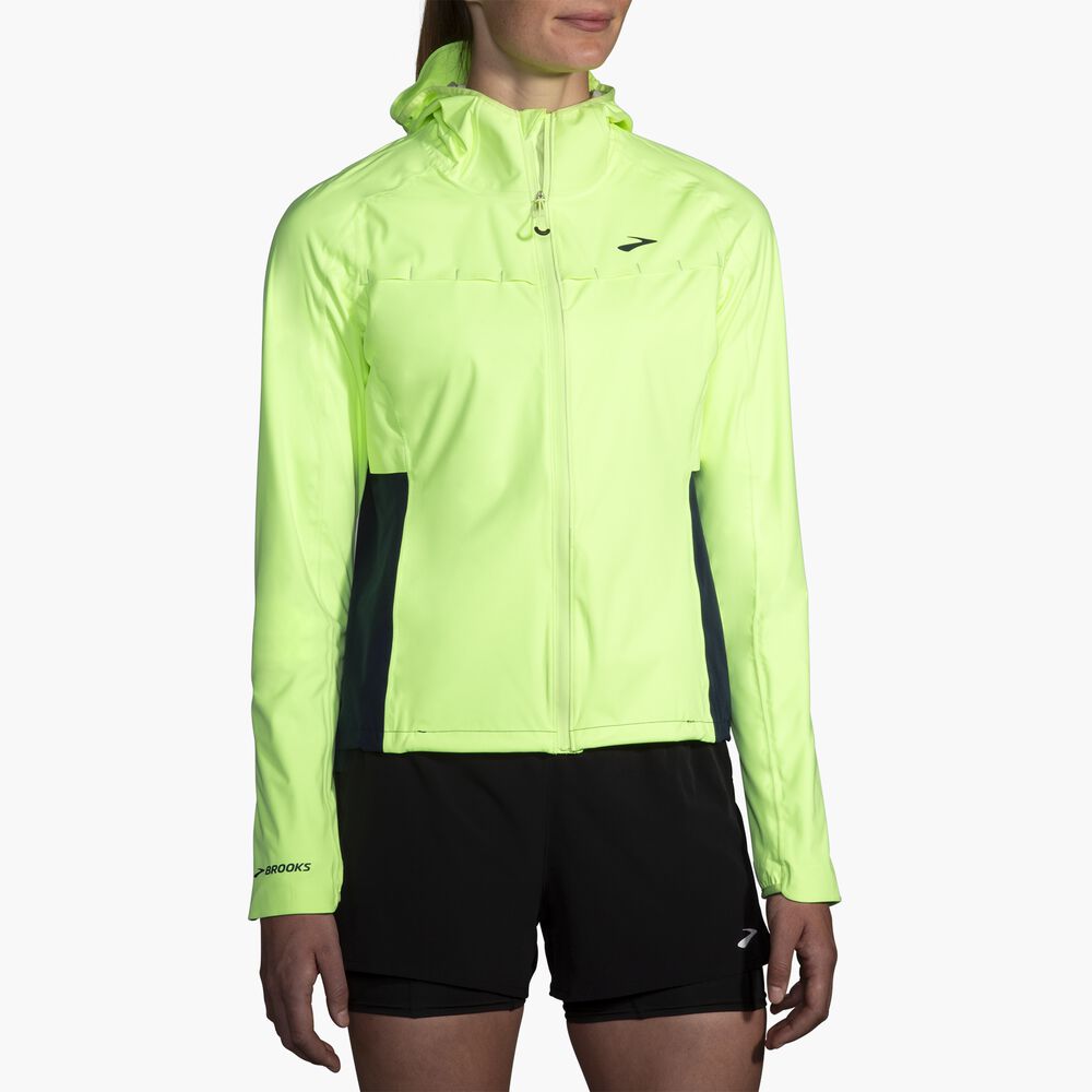 Brooks High Point Waterproof Jacket - Limette/Marineblau