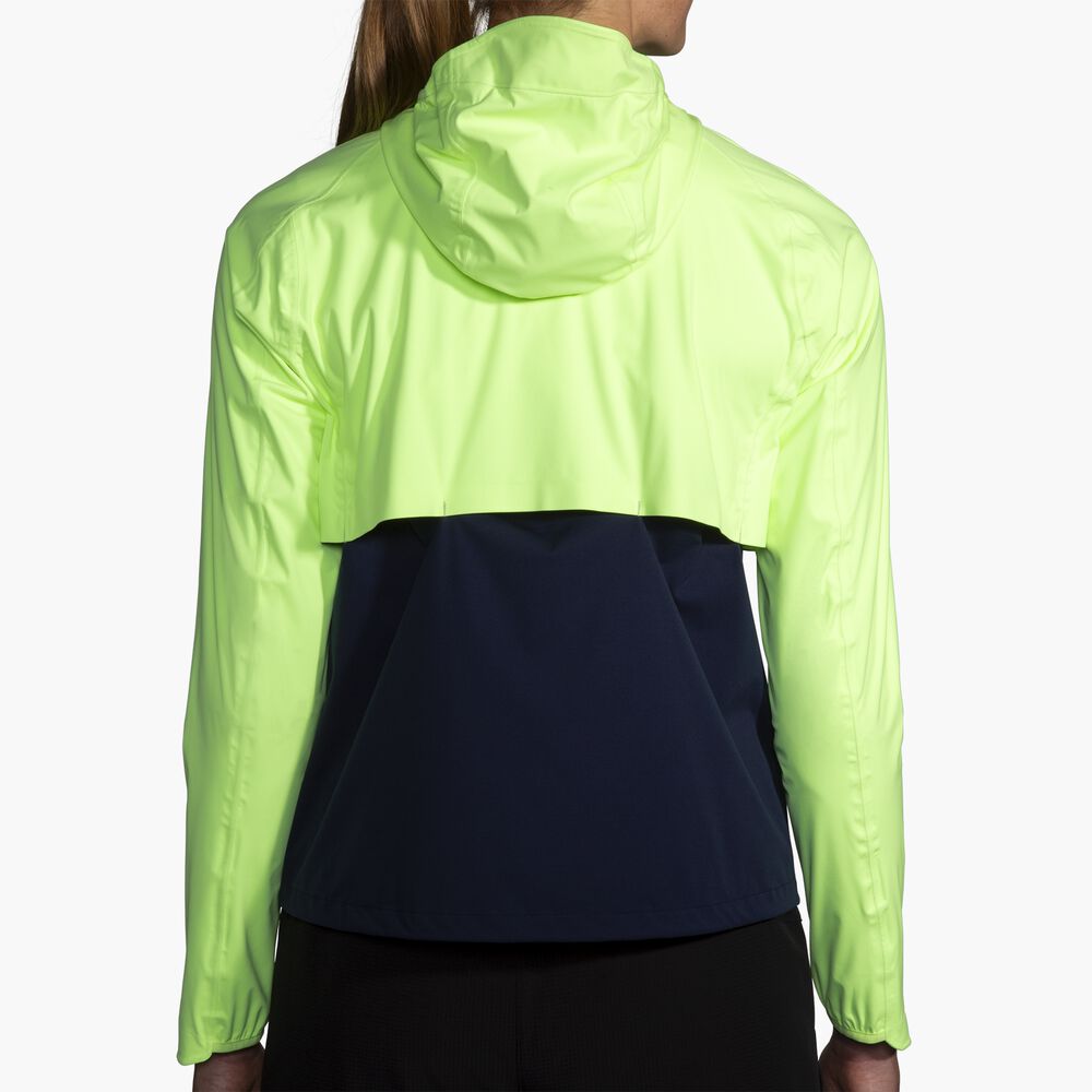 Brooks High Point Waterproof Jacket - Limette/Marineblau