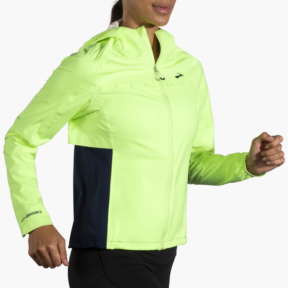 Brooks High Point Waterproof Jacket - Limette/Marineblau
