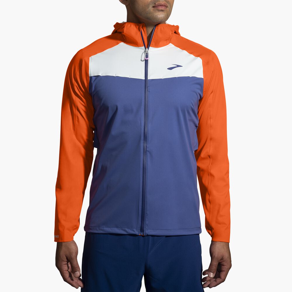 Brooks High Point Waterproof Jacket - Ägäis/Leuchtorange/Hellschiefer