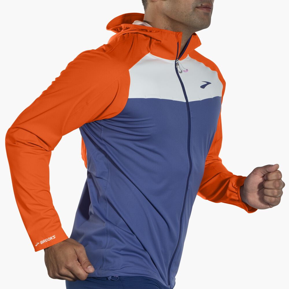 Brooks High Point Waterproof Jacket - Ägäis/Leuchtorange/Hellschiefer