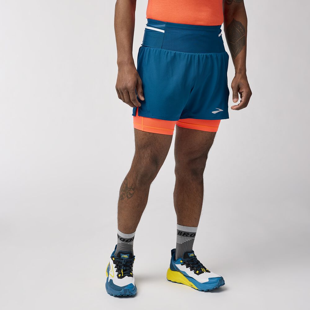 Brooks High Point 5" 2-in-1 Short 2.0 - Tiefsee/Flamme