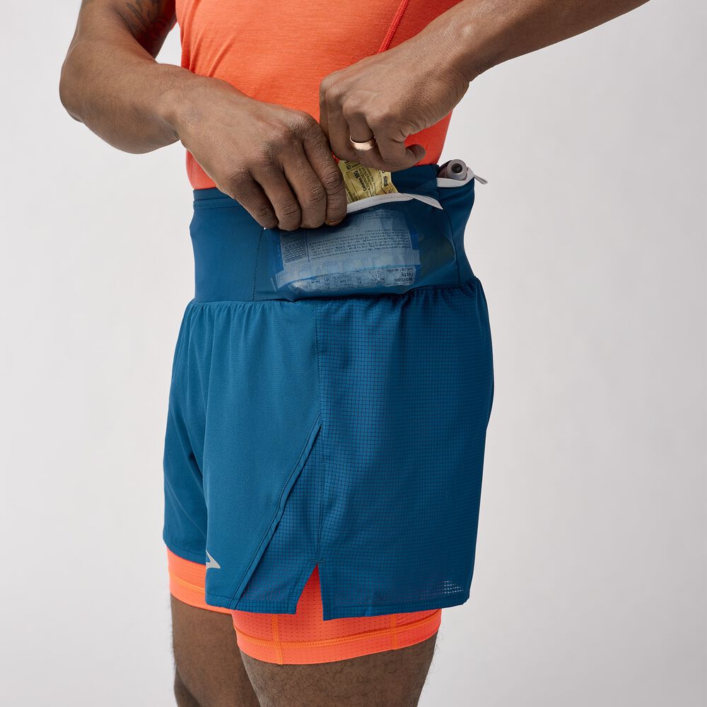 Brooks High Point 5" 2-in-1 Short 2.0 - Tiefsee/Flamme