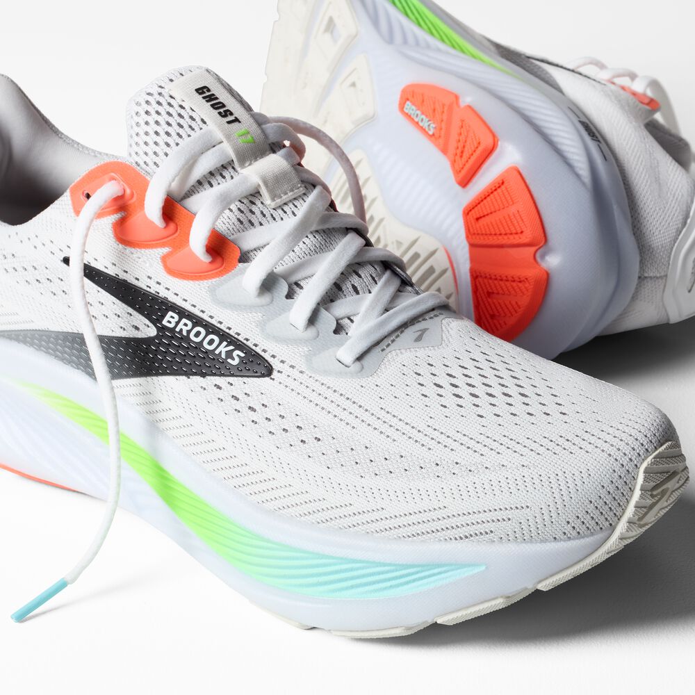 Brooks Ghost 17 - Weiß/Pink Clay/Gecko