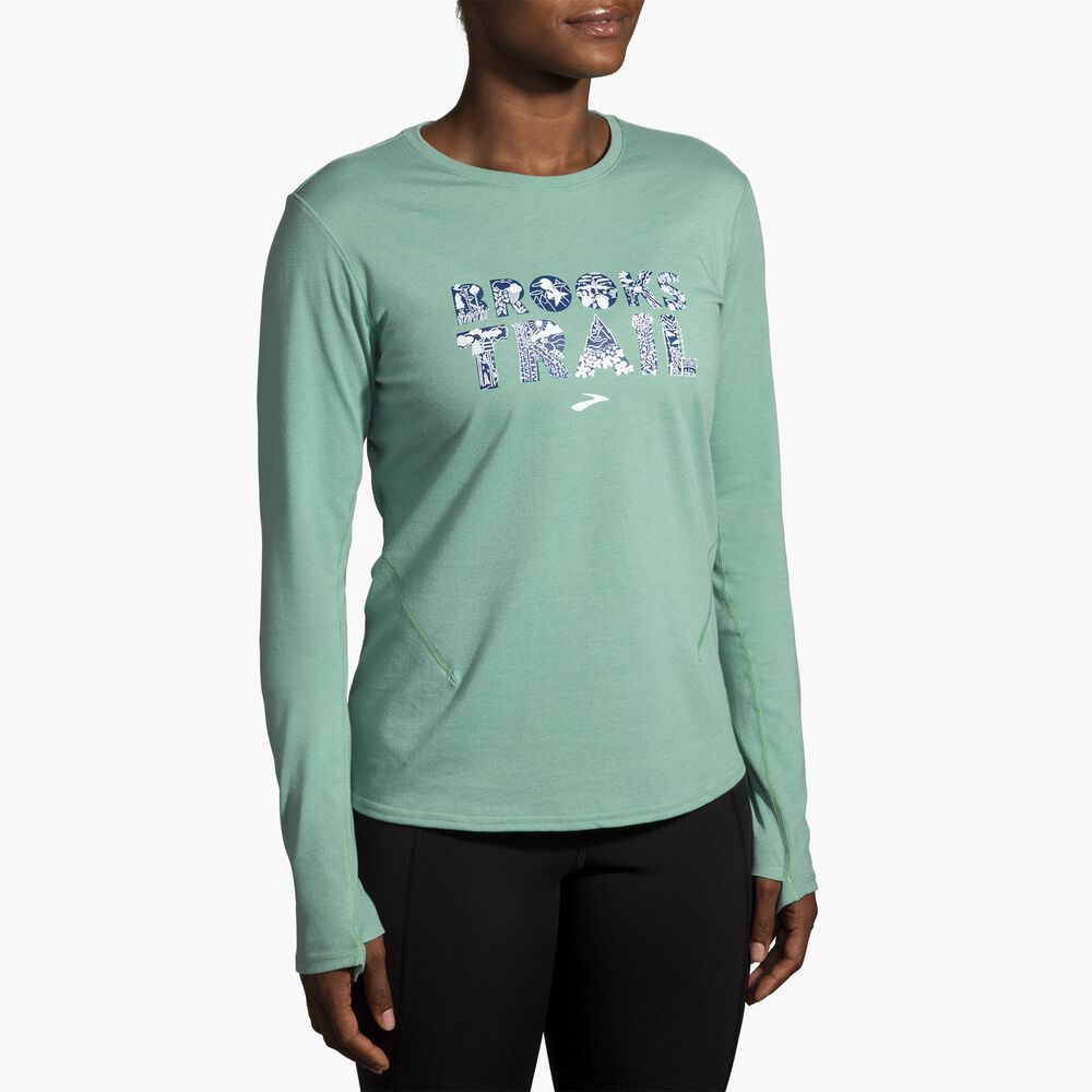Brooks Distance Long Sleeve 2.0 - Htr Sage/Brooks Trail