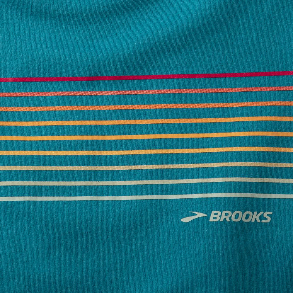 Brooks Distance Long Sleeve 2.0 - Htr Lagoon/Farbverlaufsstreifen