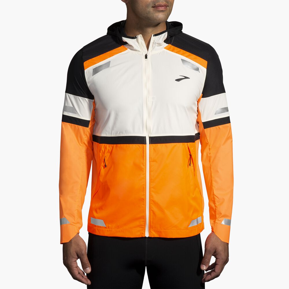 Brooks Run Visible Jacket 2.0 - Ecru/Fluoro Flash/Schwarz