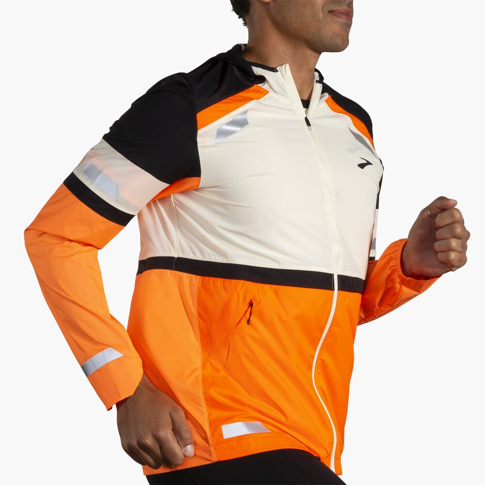 Brooks Run Visible Jacket 2.0 - Ecru/Fluoro Flash/Schwarz