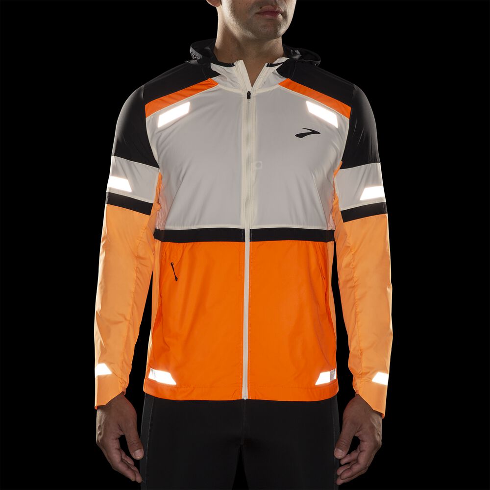 Brooks Run Visible Jacket 2.0 - Ecru/Fluoro Flash/Schwarz