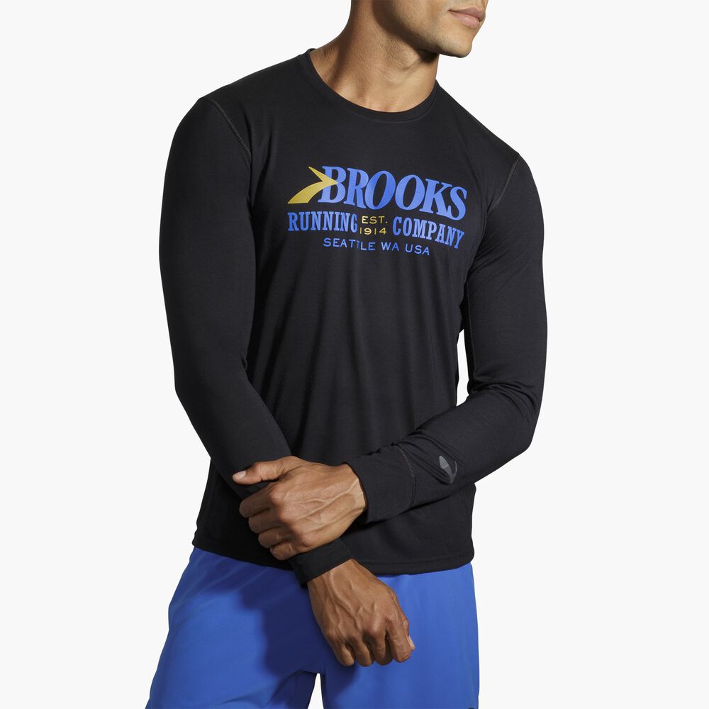 Brooks Distance Graphic Long Sleeve - Schwarz/Heritage