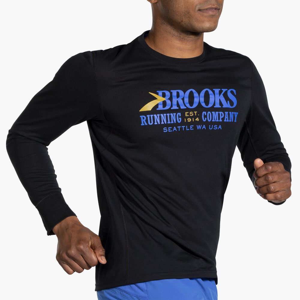 Brooks Distance Graphic Long Sleeve - Schwarz/Heritage