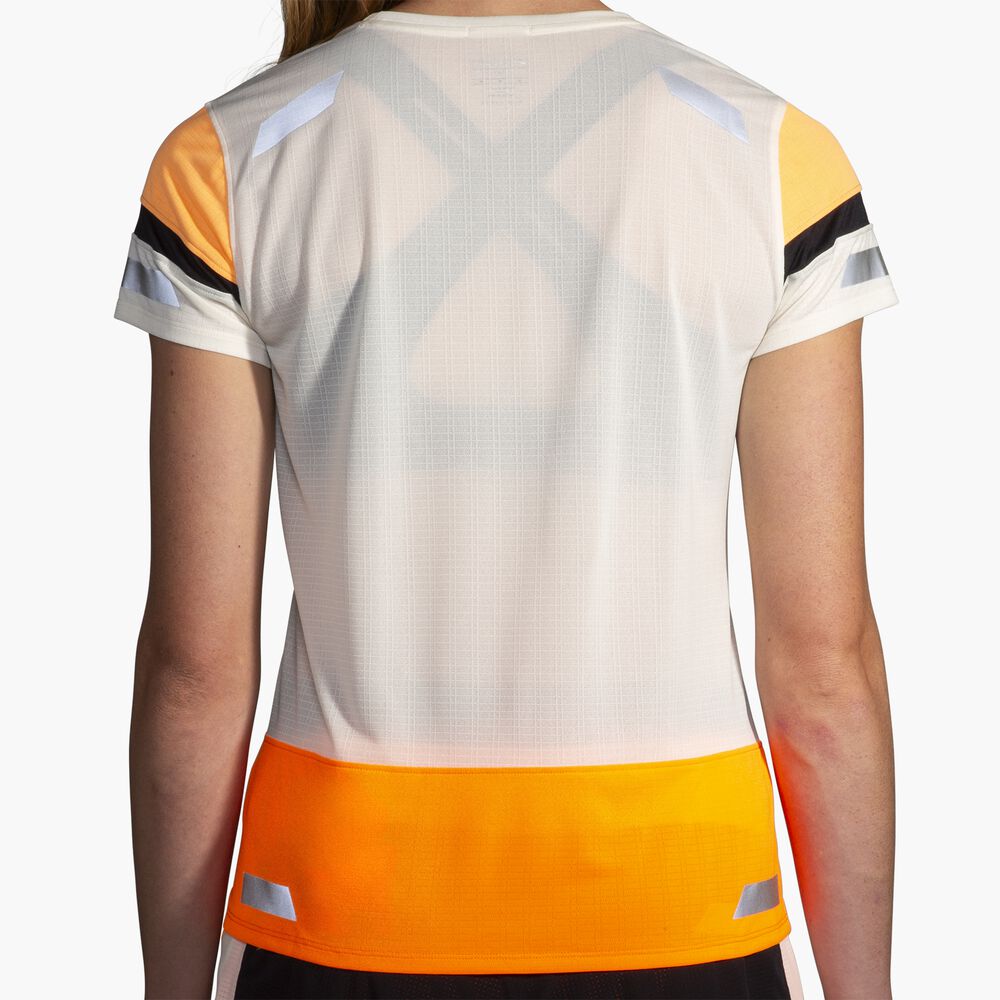 Brooks Run Visible Short Sleeve 2.0 - Ecru/Fluoro Flash/Schwarz