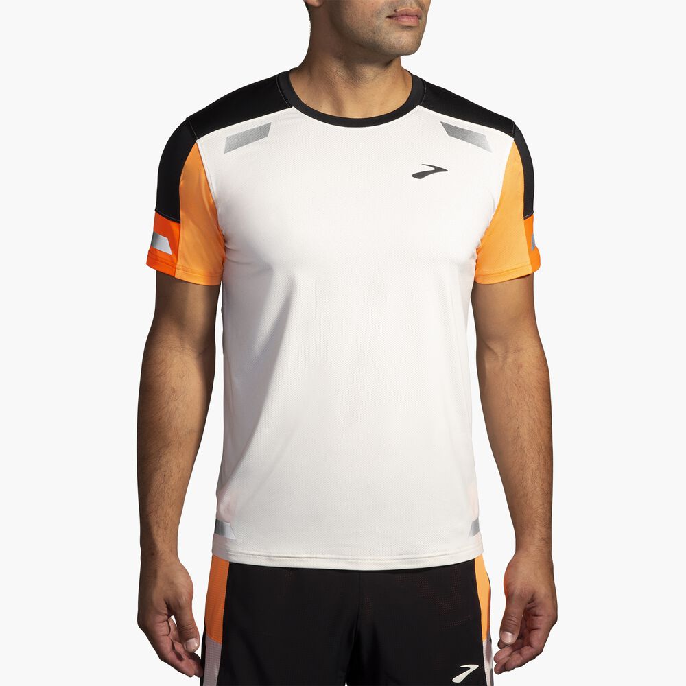 Brooks Run Visible Short Sleeve 2.0 - Ecru/Fluoro Flash/Schwarz