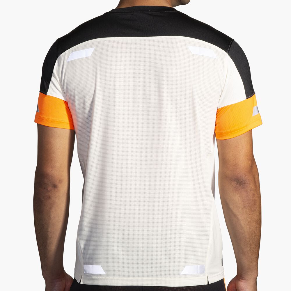 Brooks Run Visible Short Sleeve 2.0 - Ecru/Fluoro Flash/Schwarz