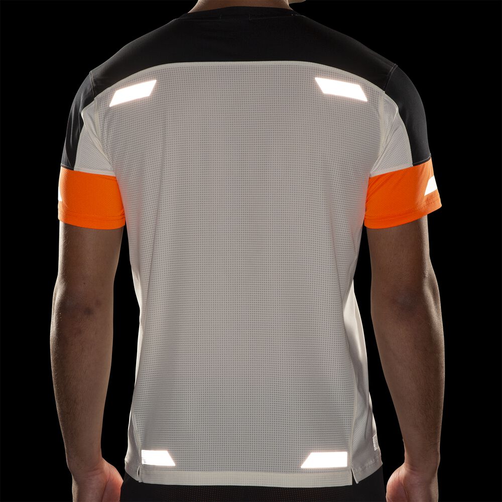 Brooks Run Visible Short Sleeve 2.0 - Ecru/Fluoro Flash/Schwarz