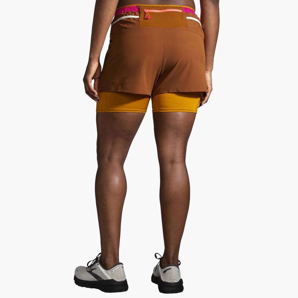 Brooks High Point 3" 2-in-1 Short - Haselnussholz/Ocker/Fuchsia