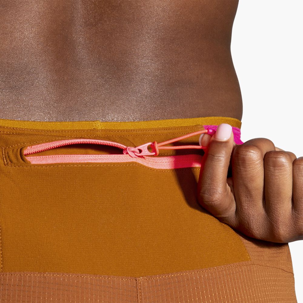 Brooks High Point 3" 2-in-1 Short - Haselnussholz/Ocker/Fuchsia