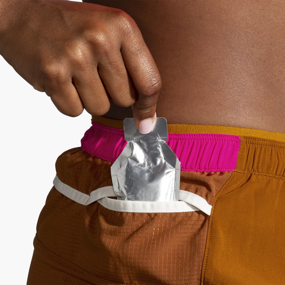 Brooks High Point 3" 2-in-1 Short - Haselnussholz/Ocker/Fuchsia