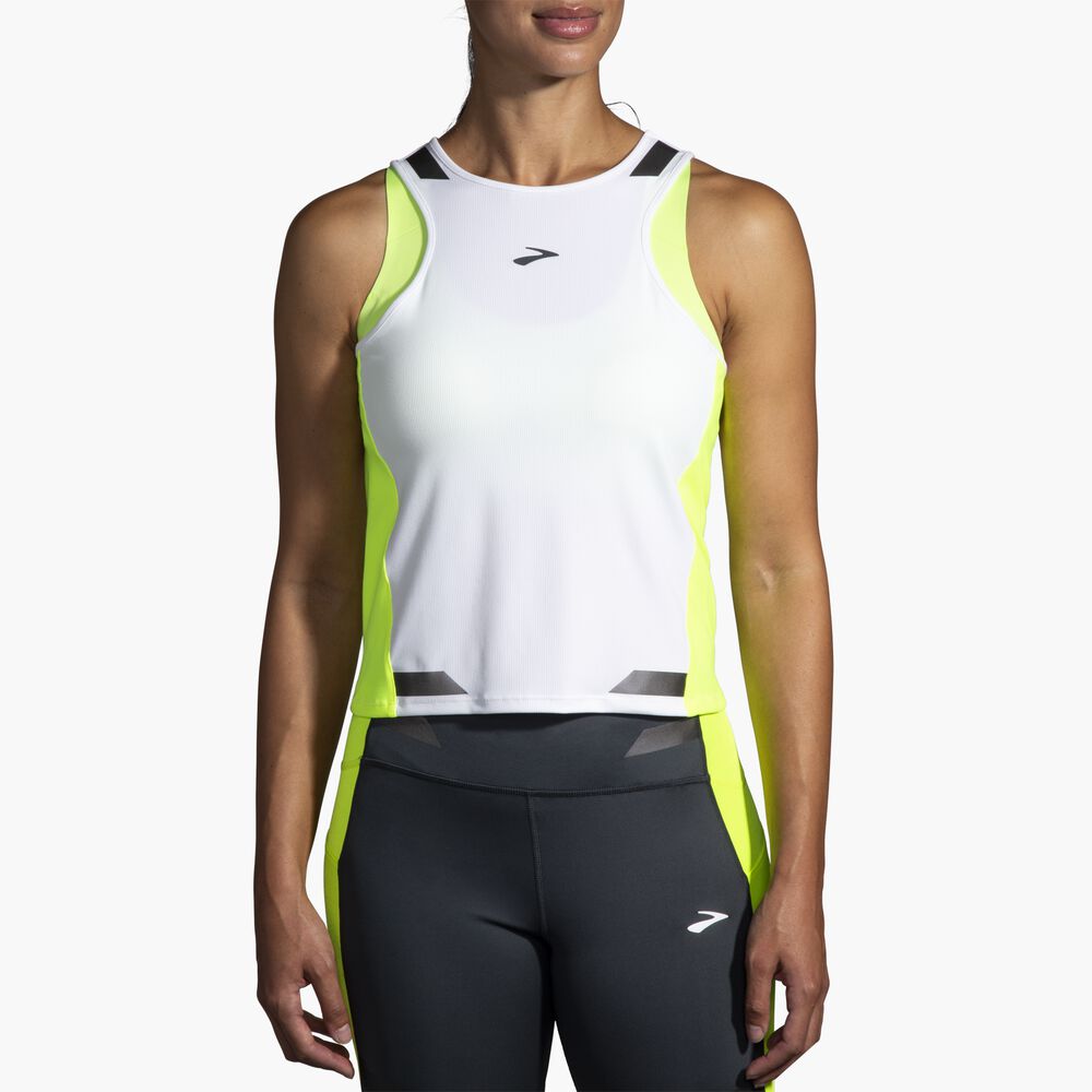 Brooks Run Visible Back-to-Front Tank - Weiß/Nightlife