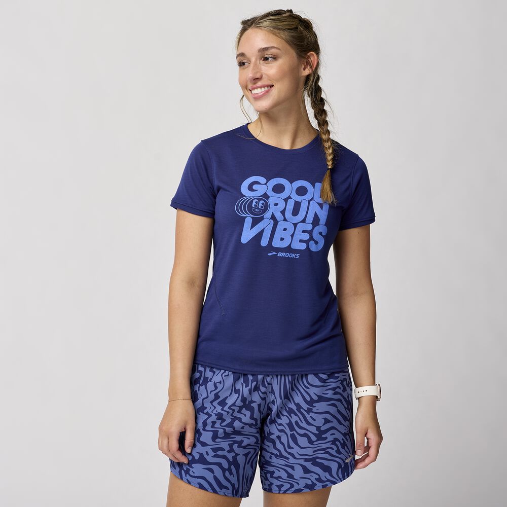 Brooks Distance Short Sleeve 3.0 - Mitternacht/Gute Laufstimmung