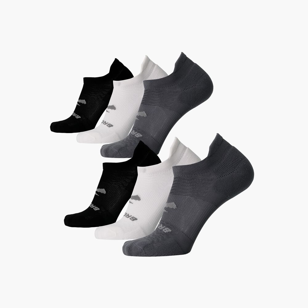 Brooks Run-In No Show 6-Pack - Asphalt/Weiß/Schwarz