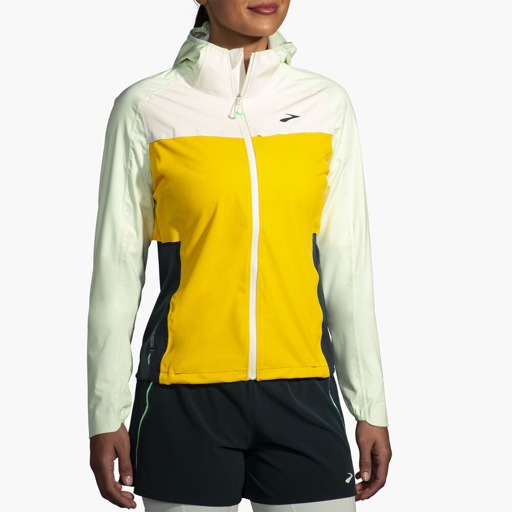 Brooks High Point Waterproof Jacket - Zitrone/Ecru/Gletscher Grün