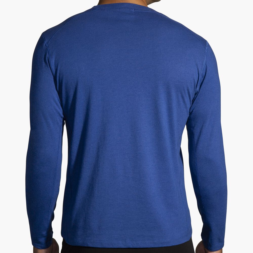 Brooks Distance Long Sleeve 2.0 - Htr Aegean/Brooks Trail