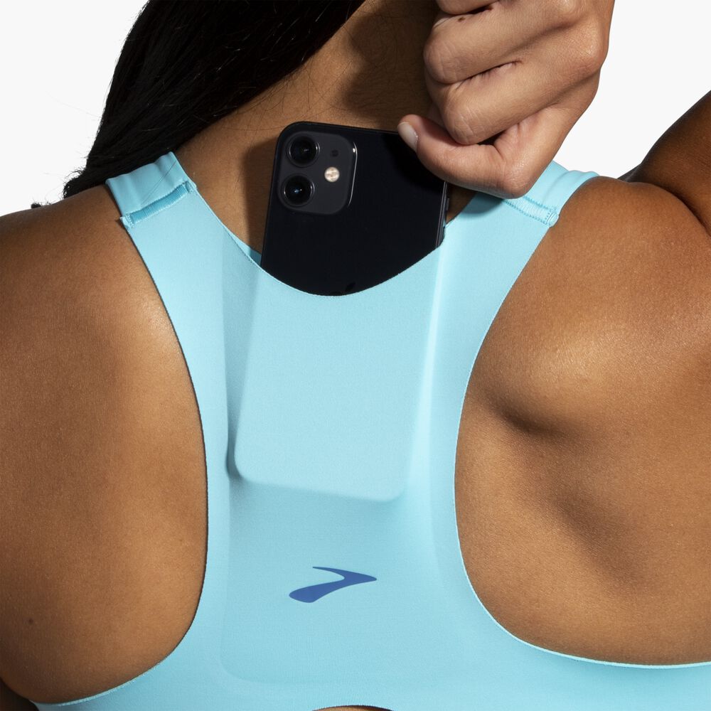 Brooks 3 Pocket Sports Bra - Vivid Teal