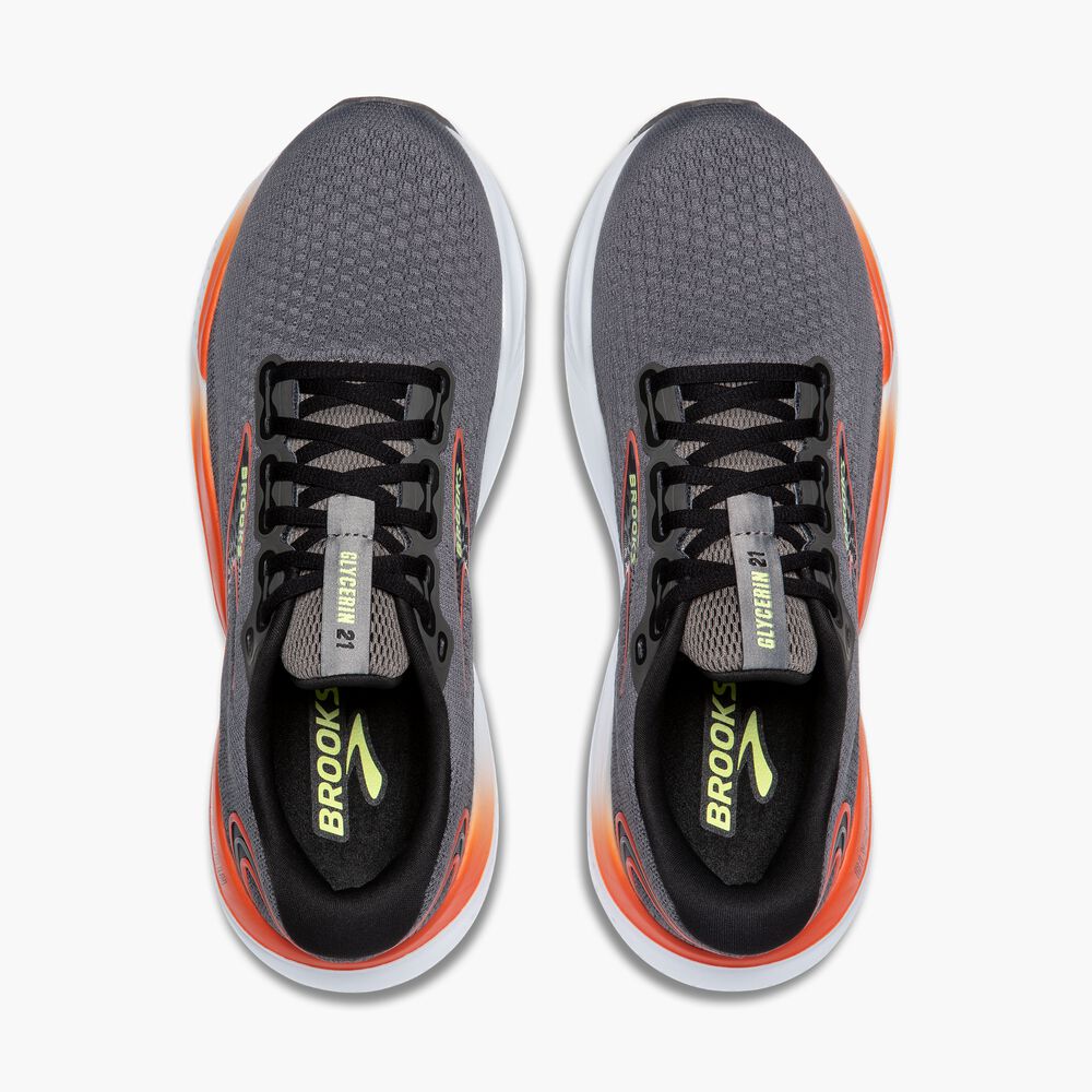 Brooks Glycerin 21 - Grau/Mandarinenrot/Grün