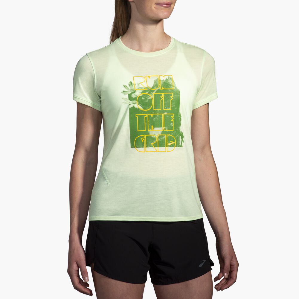 Brooks Distance Short Sleeve 3.0 - Hellgrau Gletschergrün/Elevate