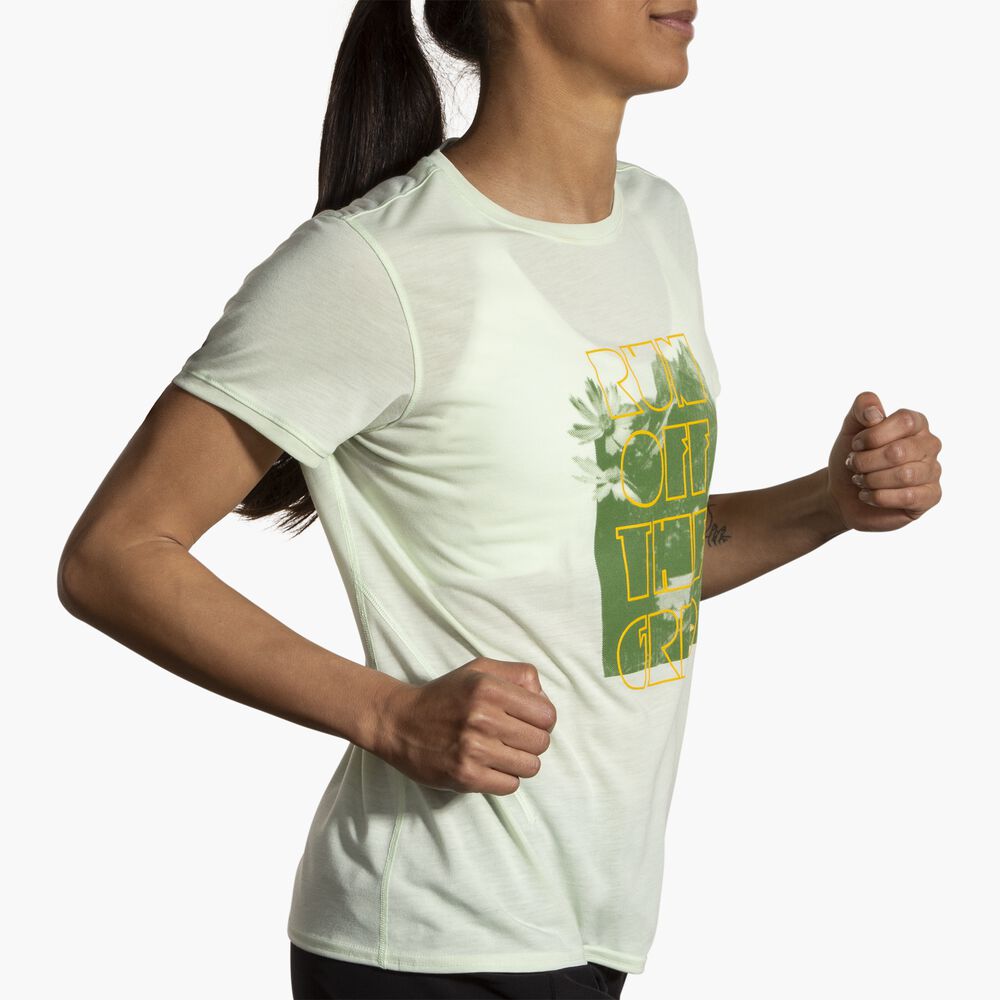 Brooks Distance Short Sleeve 3.0 - Hellgrau Gletschergrün/Elevate