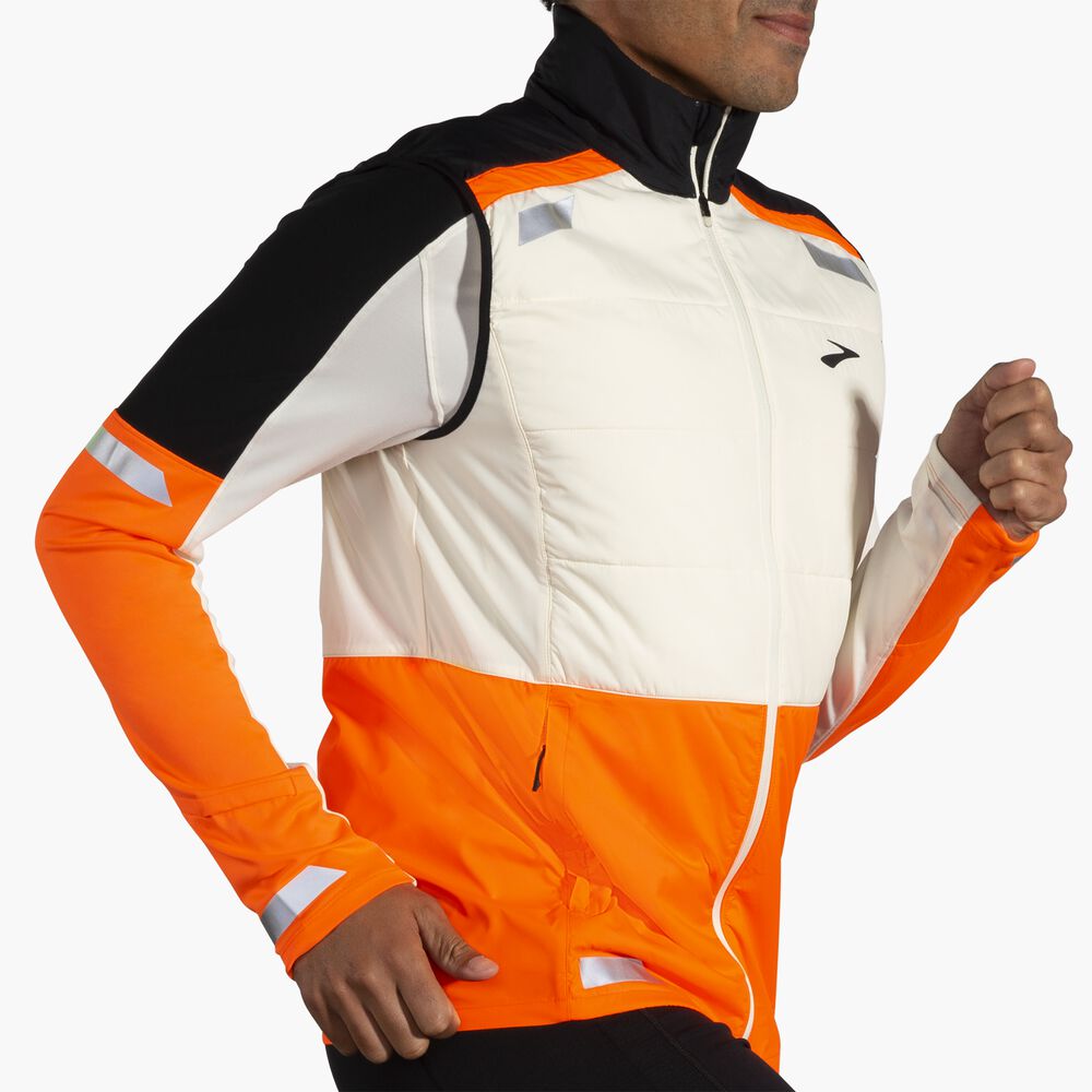 Brooks Run Visible Insulated Vest 2.0 - Ecru/Fluoro Flash/Schwarz