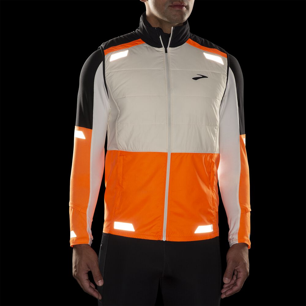Brooks Run Visible Insulated Vest 2.0 - Ecru/Fluoro Flash/Schwarz