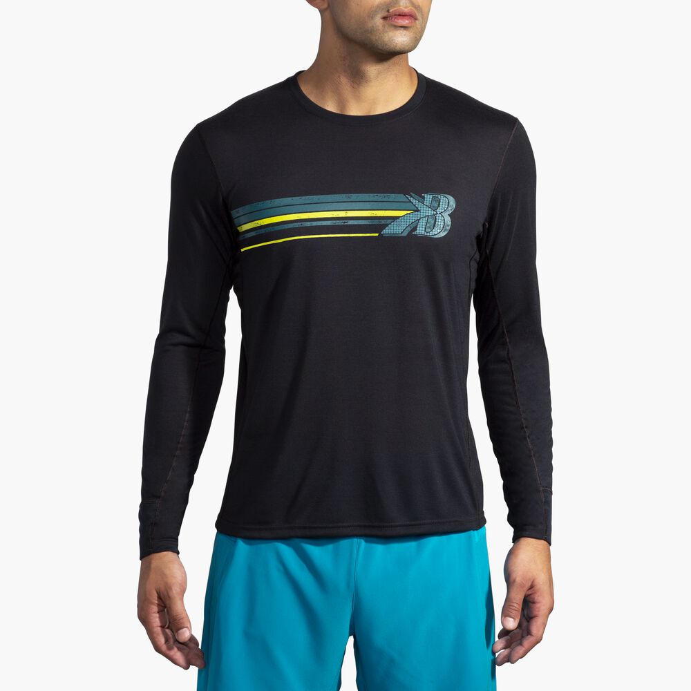 Brooks Distance Graphic Long Sleeve - Weiß/Sasquatch