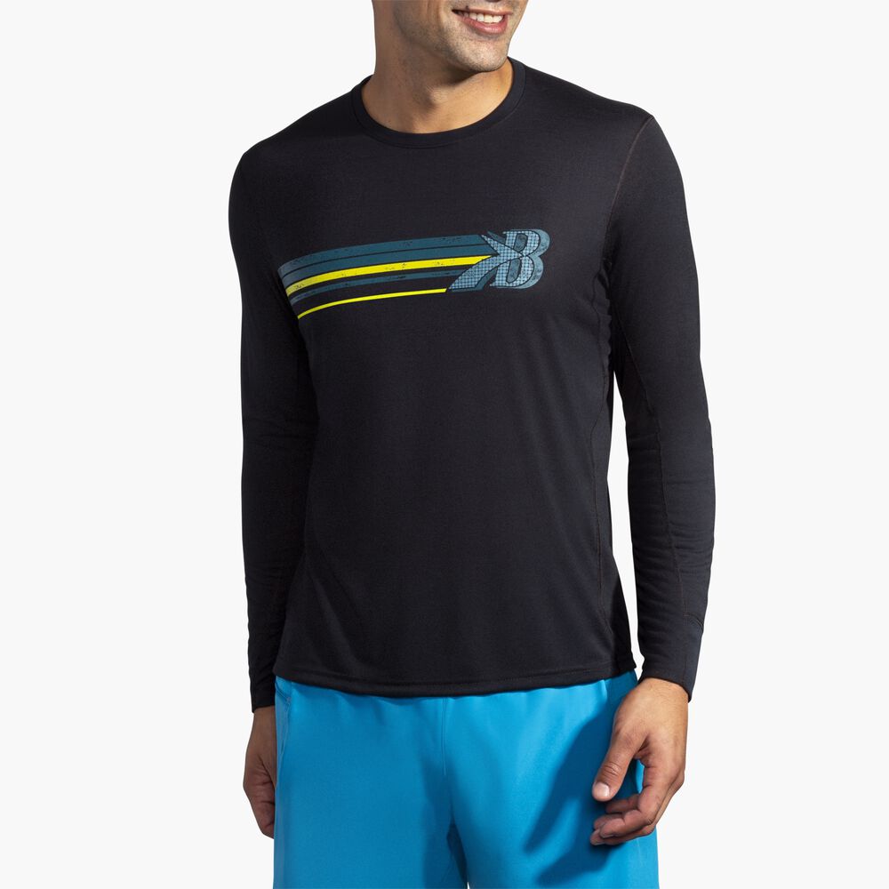 Brooks Distance Graphic Long Sleeve - Weiß/Sasquatch