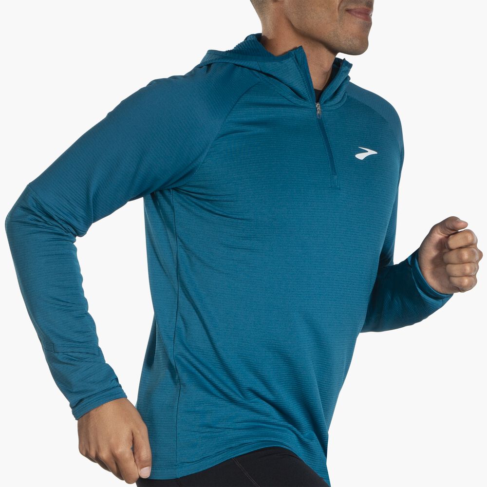 Brooks Notch Thermal Hoodie 2.0 - Hochglanz Dunkel Ozean/Dunkel Ozean
