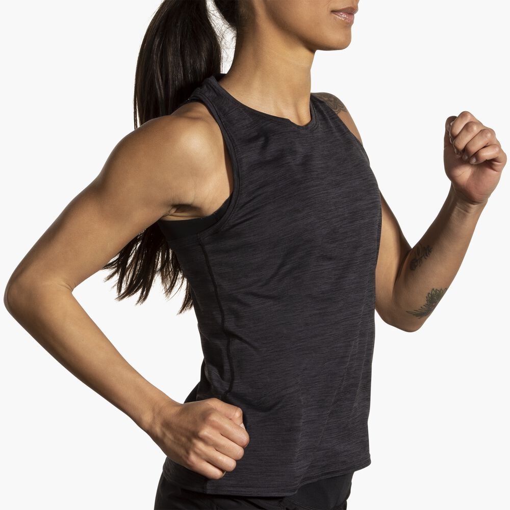 Brooks Luxe Tank - Hochglanz Tiefschwarz