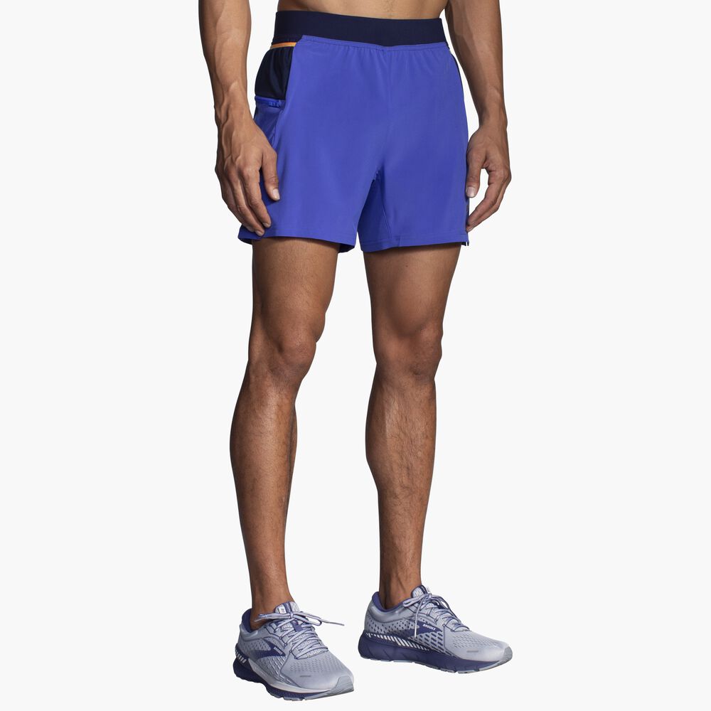 Brooks Sherpa 5" 2-in-1 Short - Amparo Blau/Marineblau/Fluororange