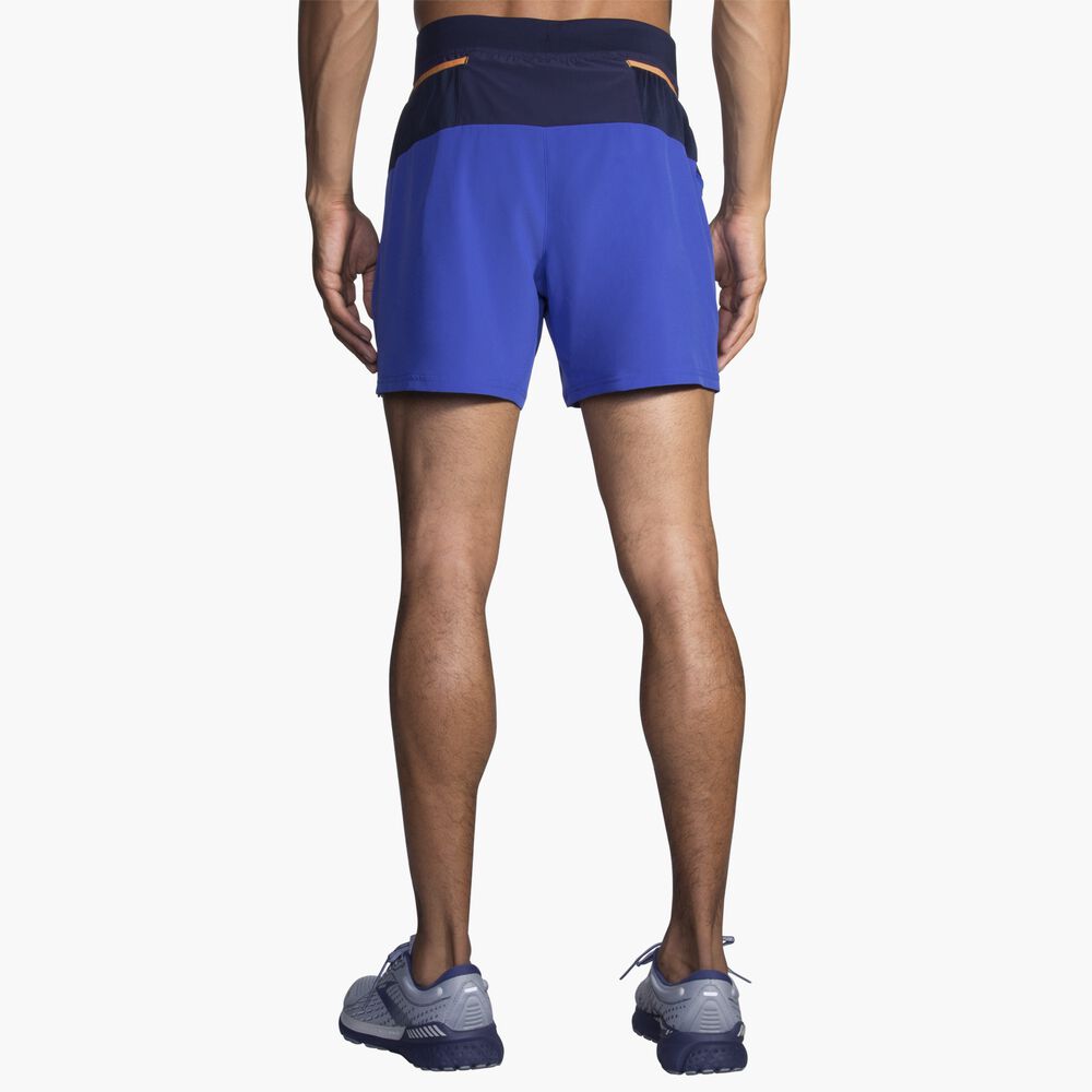 Brooks Sherpa 5" 2-in-1 Short - Amparo Blau/Marineblau/Fluororange